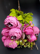 Buchet cu Bujori Roz Intens – Flori Artificiale din Material Textil